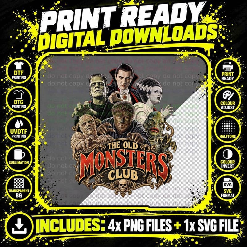 Universal Monsters Vintage Classic Horror Dracula Png SVG Digital Bundle