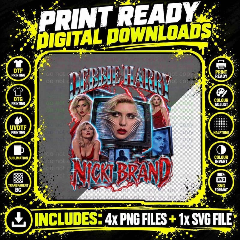 Videodrome Nicki Brand Debbie Harry Retro Bootleg Cult Png SVG Digital Bundle