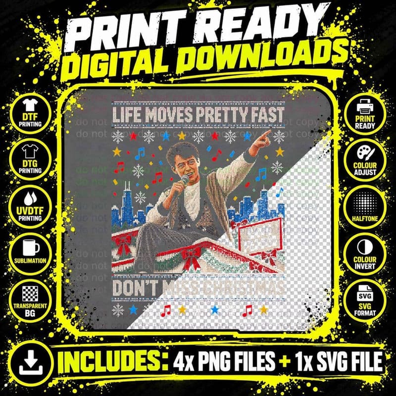 Ferris Bueller's Day Off Ugly Sweater Christmas Parade Png SVG Digital Bundle