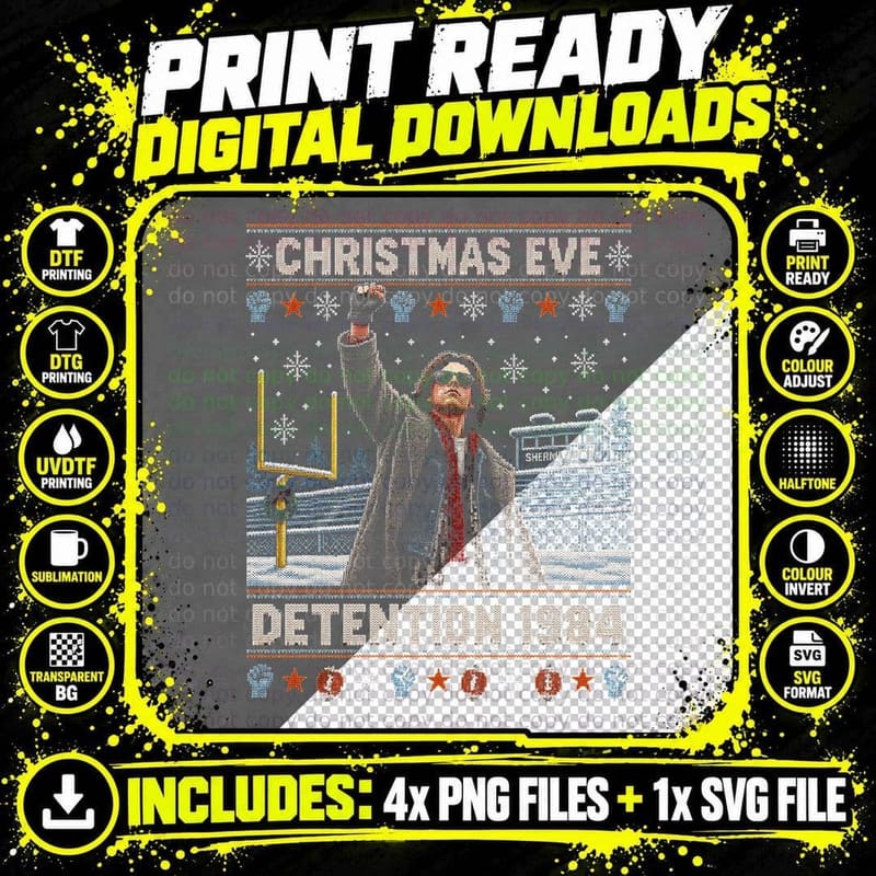 The Breakfast Club Ugly Sweater Bender Detention Png SVG Digital Bundle