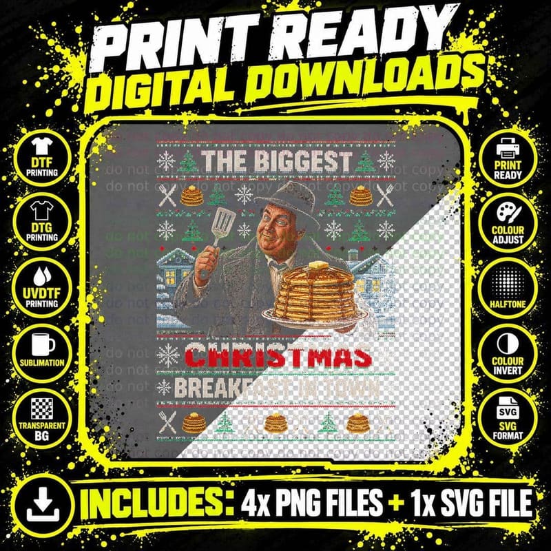 Uncle Buck Ugly Sweater John Candy Pancake Christmas 80s Png SVG Digital Bundle