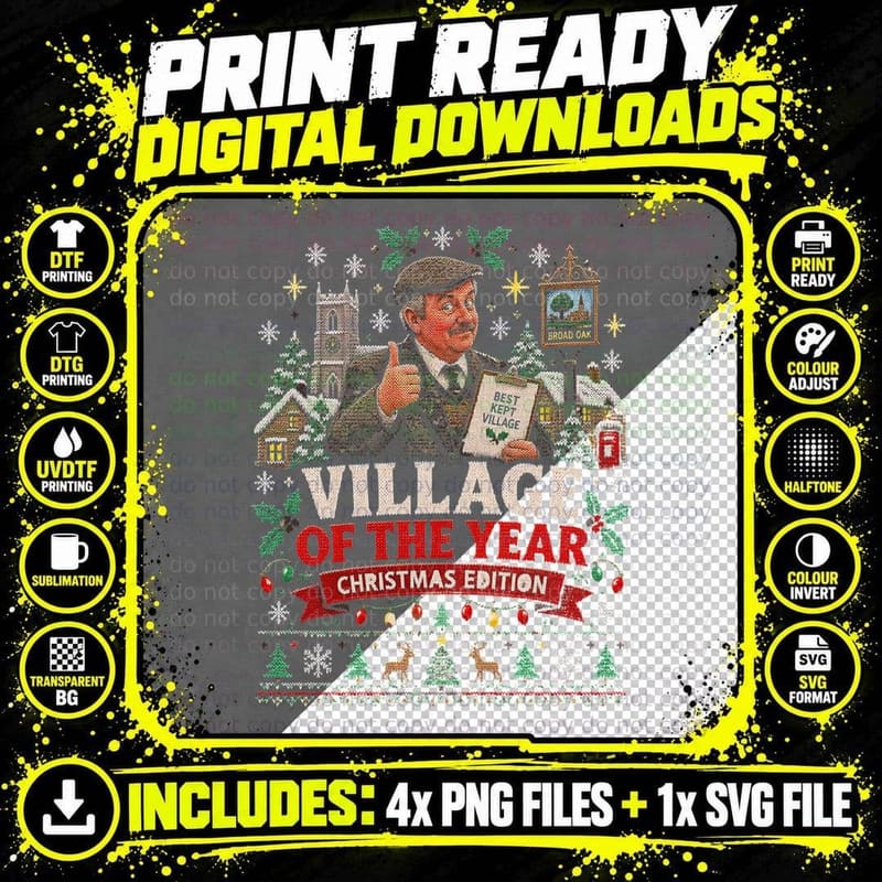 Village of the Year Christmas Edition Ugly Sweater Png SVG Digital Bundle