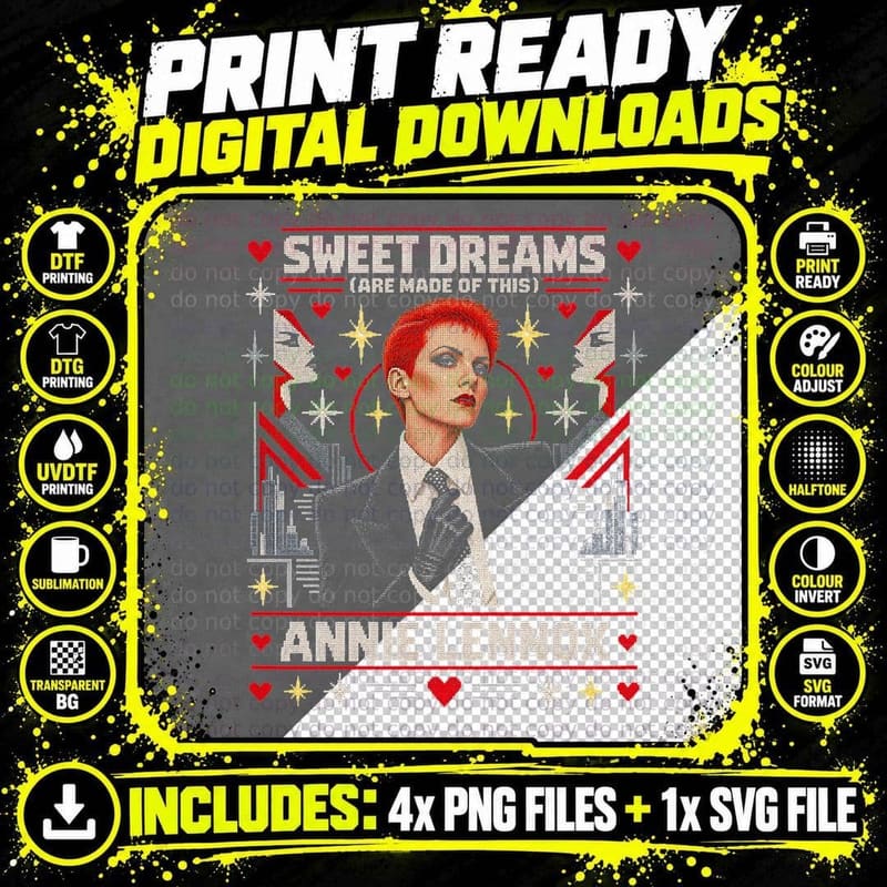 Annie Lennox Sweet Dreams Christmas Ugly Sweater Png SVG Digital Bundle