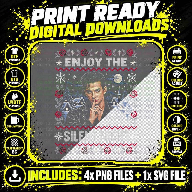 Dave Gahan Enjoy The Silent Night Christmas Ugly Sweater Png SVG Digital Bundle