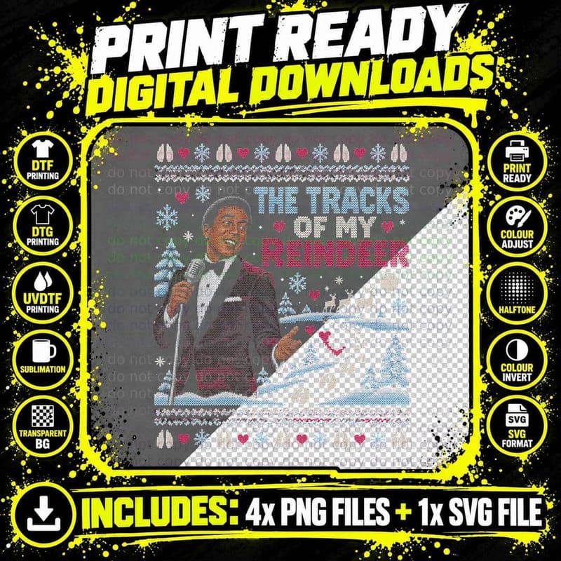 Smokey Robinson Tracks Of My Reindeer Xmas Jumper Png SVG Digital Bundle