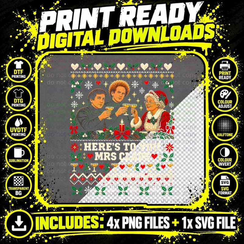 Simon Garfunkel Here's to You Mrs Claus Xmas Jumper Png SVG Digital Bundle