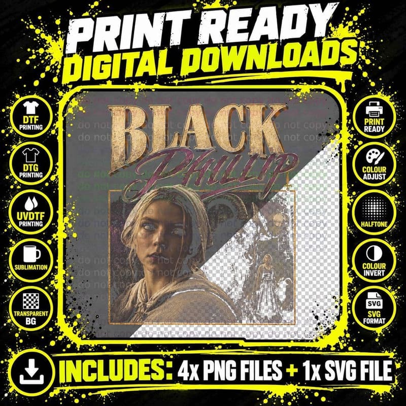 Anya Taylor-Joy The Witch Black Phillip Horror Bootleg Png SVG Digital Bundle
