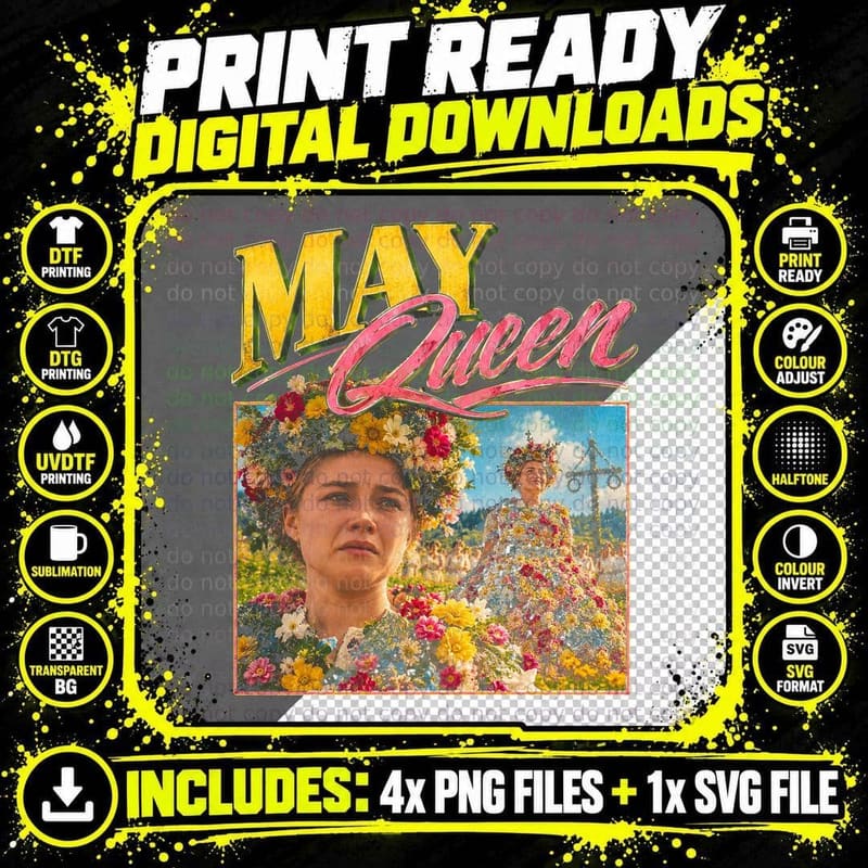 Florence Pugh Midsommar May Queen Folk Horror Bootleg Png SVG Digital Bundle