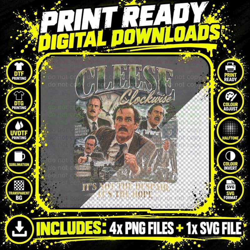 John Cleese Clockwise Brian Stimpson Retro British Png SVG Digital Bundle