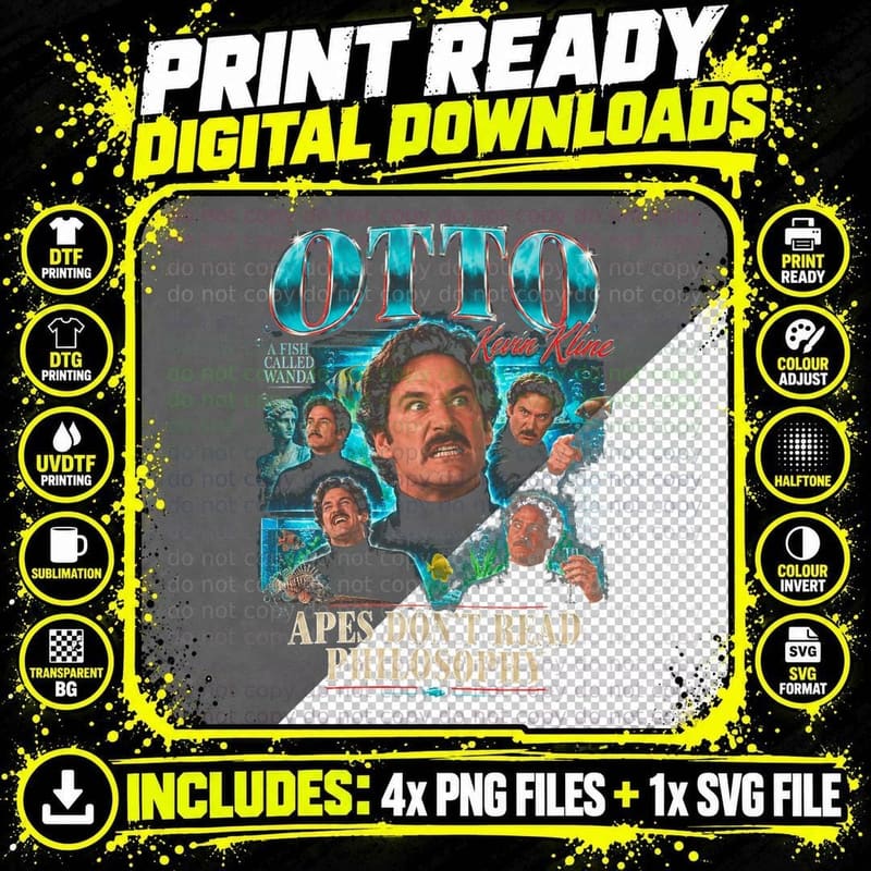 Kevin Kline Otto A Fish Called Wanda Retro Comedy Png SVG Digital Bundle