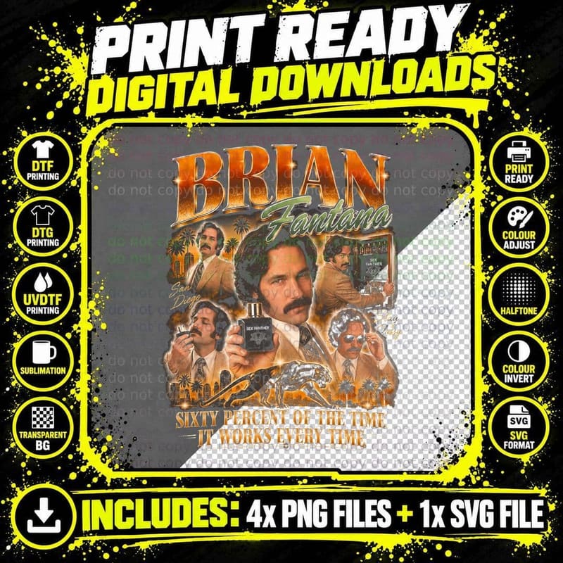 Paul Rudd Brian Fantana Anchorman Retro Comedy Bootleg Png SVG Digital Bundle