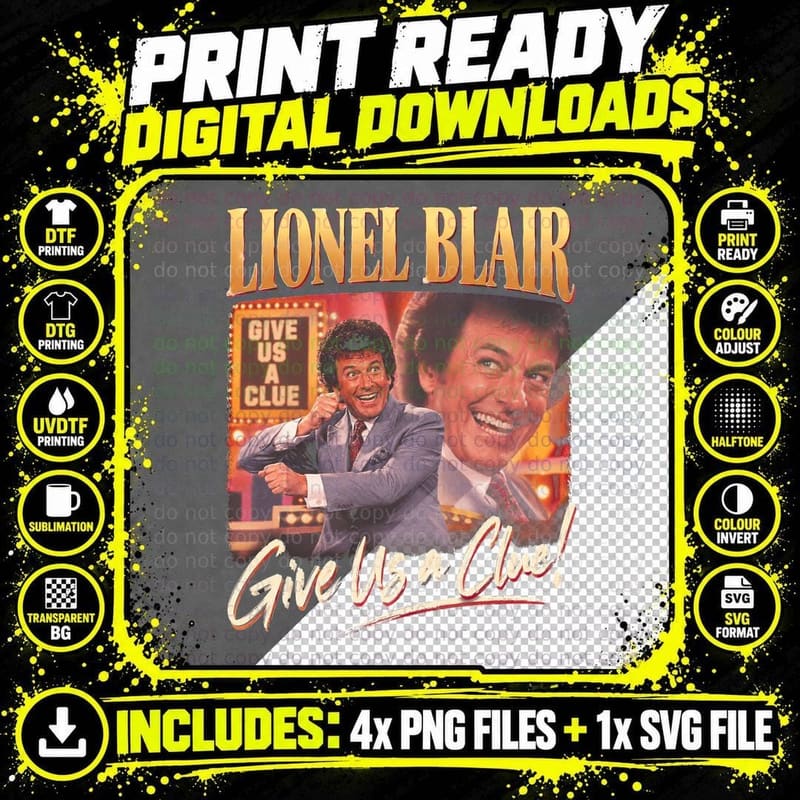 Lionel Blair Give Us a Clue Retro Vintage British TV Png SVG Digital Bundle