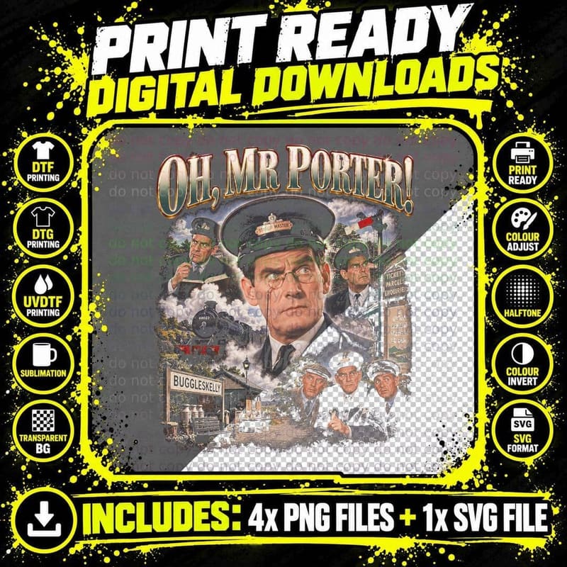 Oh Mr Porter Will Hay Vintage British Railway Comedy Png SVG Digital Bundle