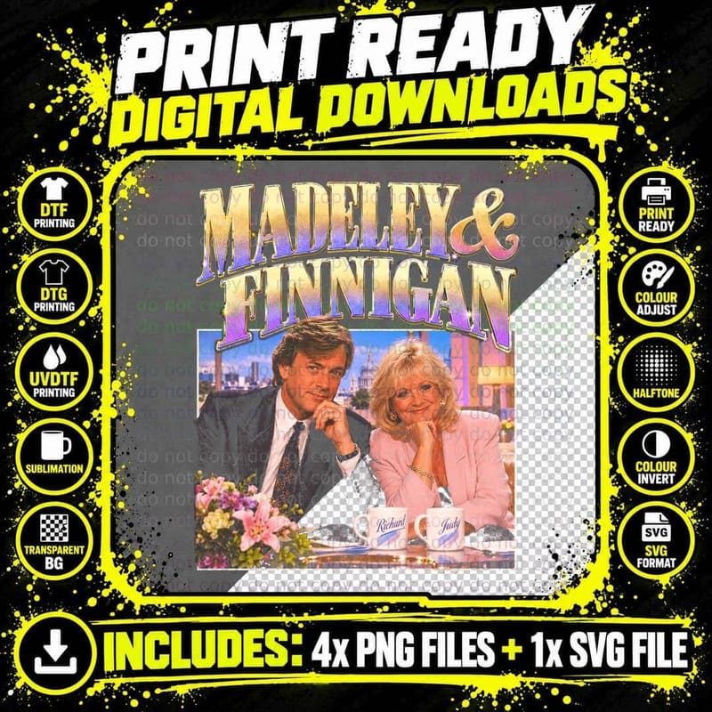 Richard Madeley and Judy Finnigan Retro British TV Gift Png SVG Digital Bundle
