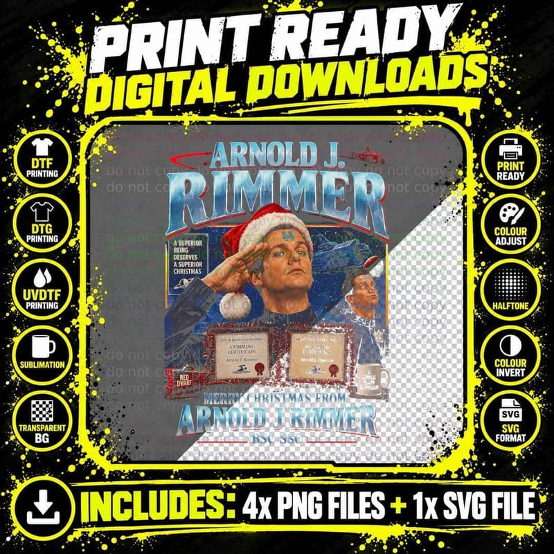 Arnold Rimmer Red Dwarf Christmas Funny British Sitcom Png SVG Digital Bundle