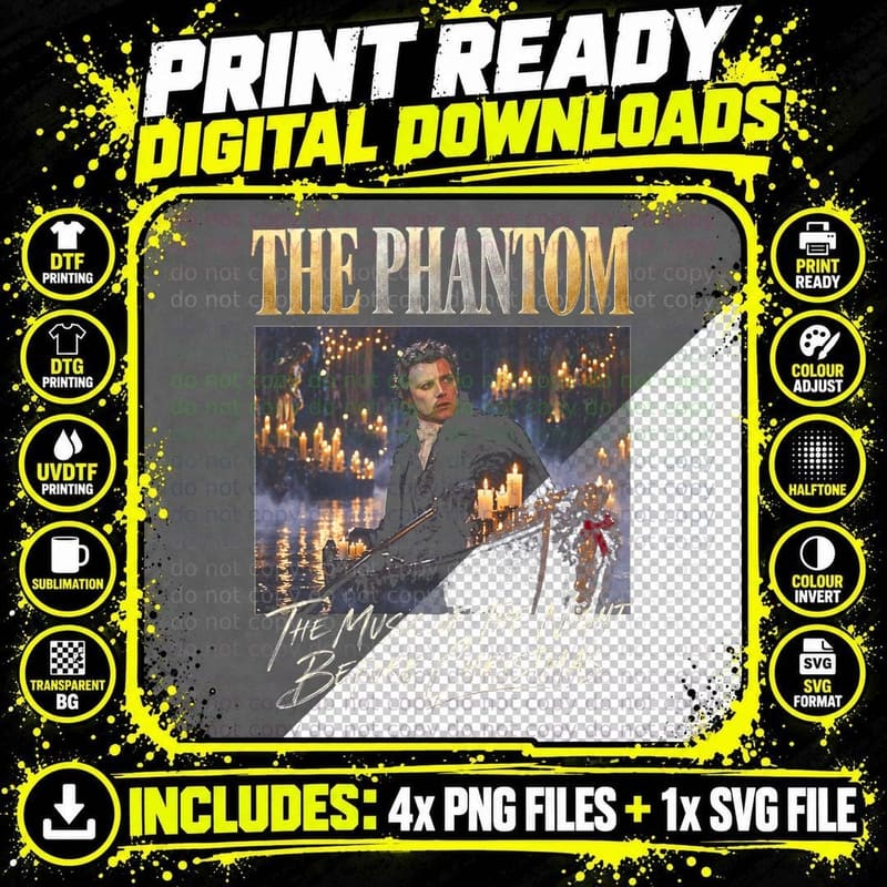 Michael Crawford Phantom Music of the Night Christmas Png SVG Digital Bundle