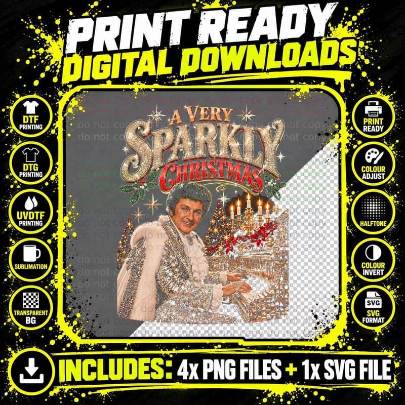 Liberace A Very Sparkly Christmas Piano Showman Vintage Png SVG Digital Bundle