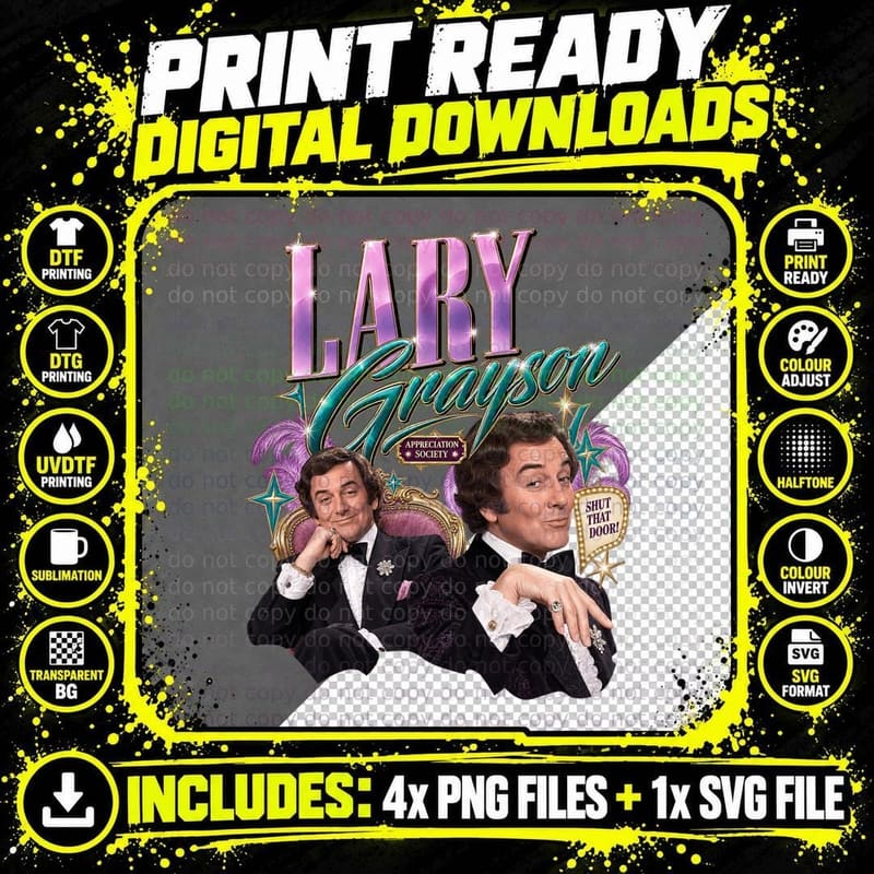 Larry Grayson Shut That Door Appreciation Society Retro Png SVG Digital Bundle