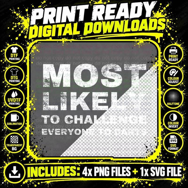 Most Likely To Challenge Everyone To Darts Christmas Png SVG Digital Bundle
