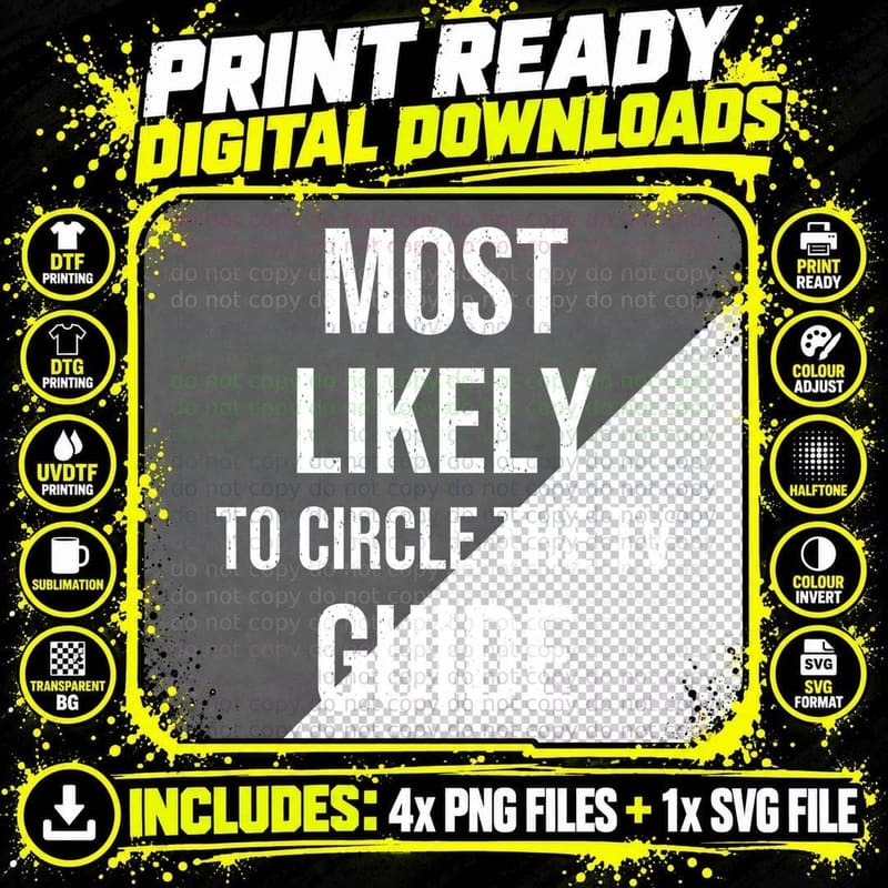 Most Likely To Circle The TV Guide Christmas Funny Family Matching Telly T-Shirt Png SVG Digital Bundle