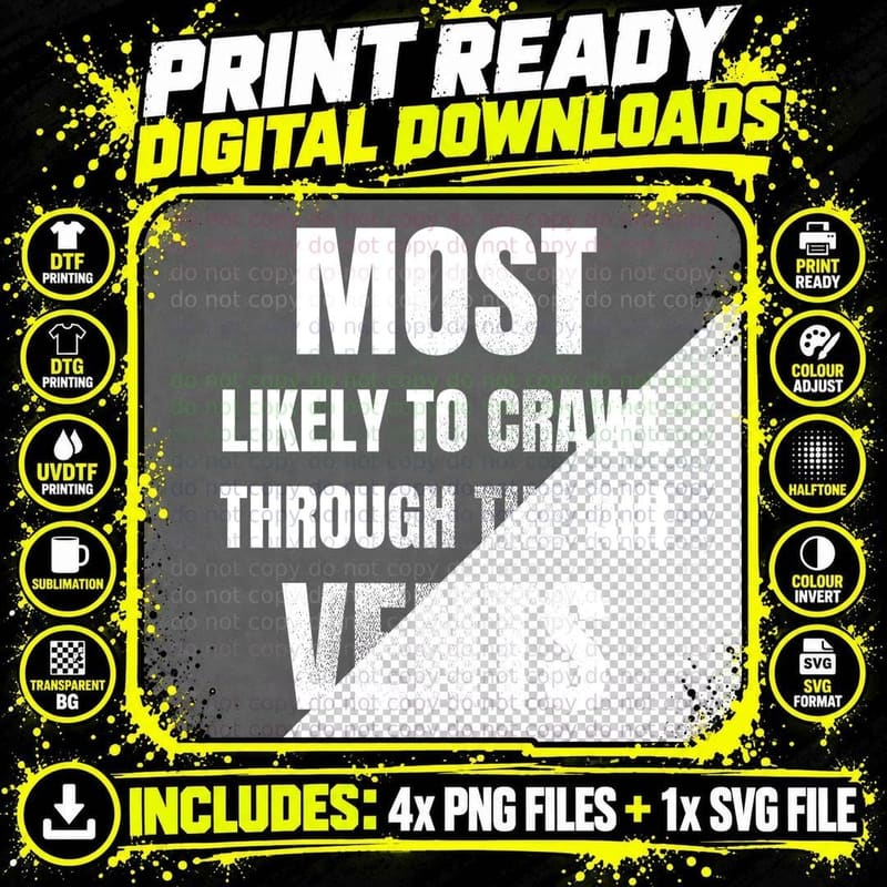 Most Likely To Crawl Through the Air Vents Christmas Png SVG Digital Bundle