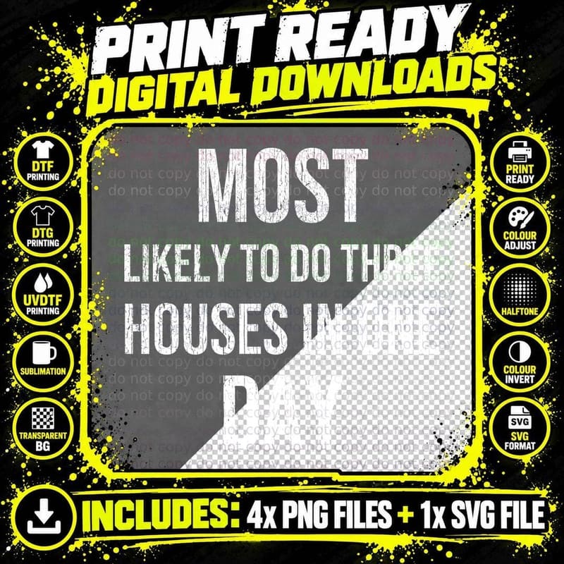 Most Likely To Do Three Houses in One Day Christmas Png SVG Digital Bundle