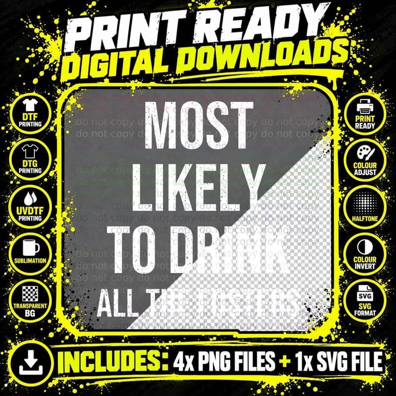 Most Likely To Drink All the Tinnies Christmas T-Shirt Png SVG Digital Bundle