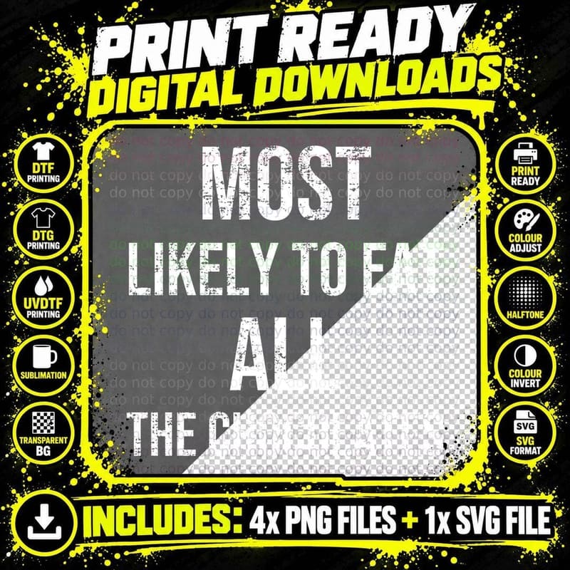 Most Likely To Eat All the Chocolates Christmas T-Shirt Png SVG Digital Bundle