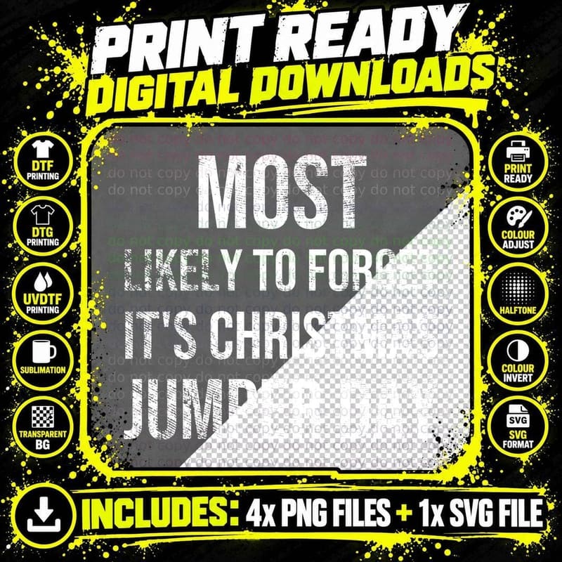 Most Likely To Forget It's Christmas Jumper Day Png SVG Digital Bundle