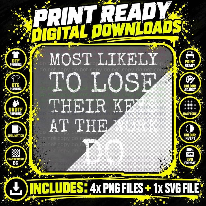 Most Likely To Lose Their Keys at the Work Do Christmas Png SVG Digital Bundle