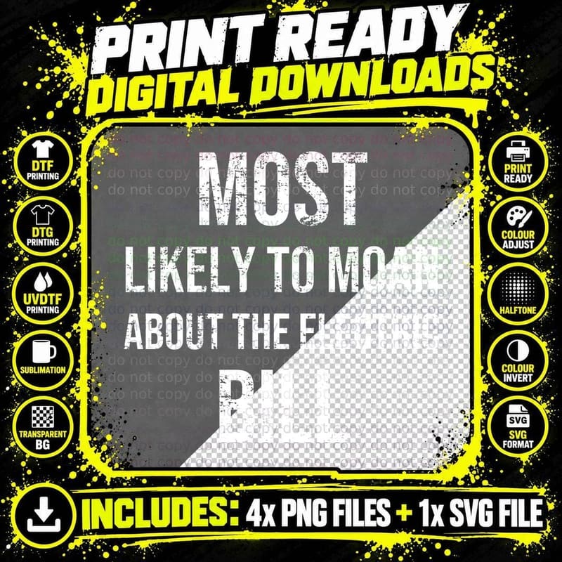 Most Likely To Moan About the Electric Bill Christmas Png SVG Digital Bundle