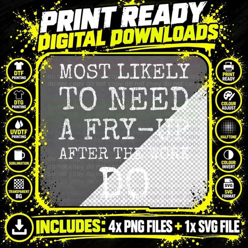 Most Likely To Need a Fry-up After the Work Do Christmas Png SVG Digital Bundle