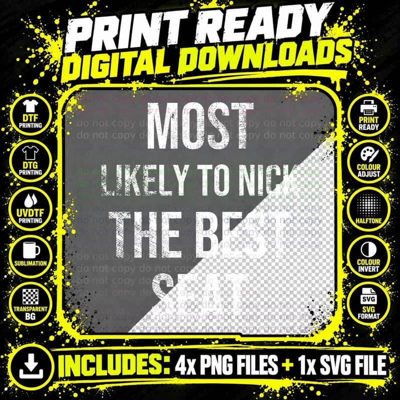 Most Likely To Nick the Best Seat Christmas T-Shirt Png SVG Digital Bundle
