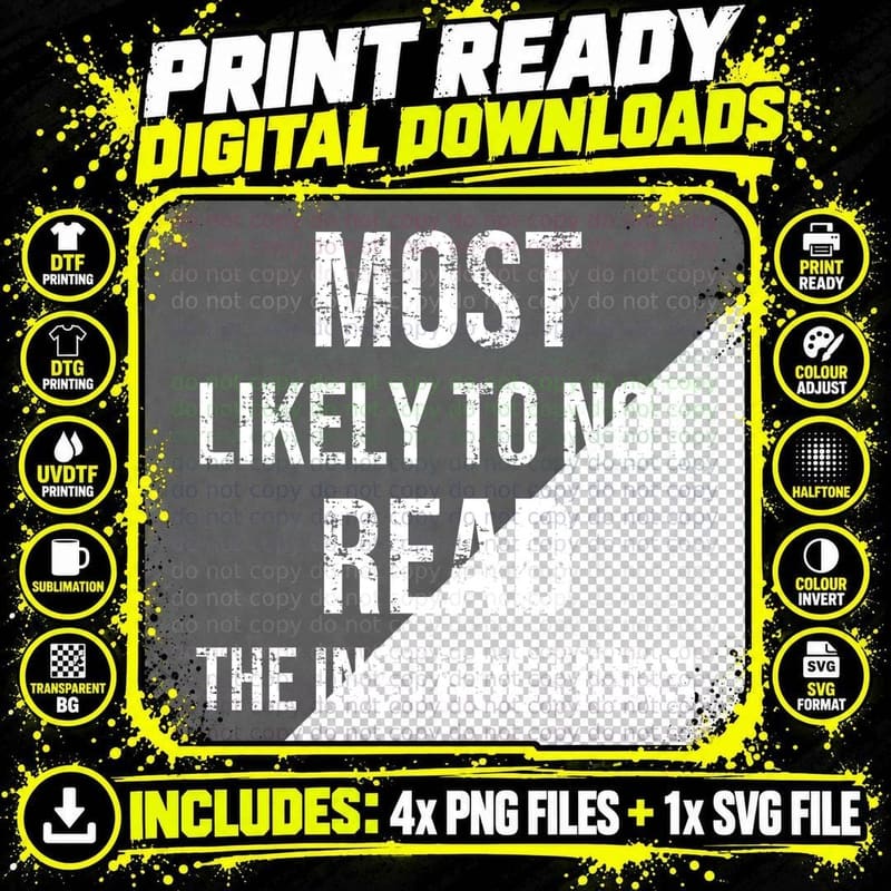 Most Likely To Not Read the Instructions Christmas Png SVG Digital Bundle