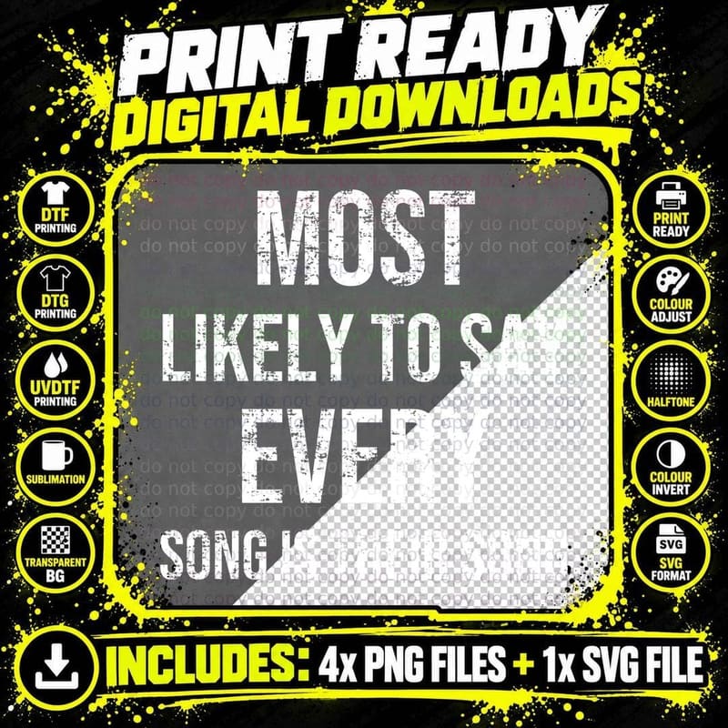 Most Likely To Say Every Song Is Their Song Christmas Png SVG Digital Bundle
