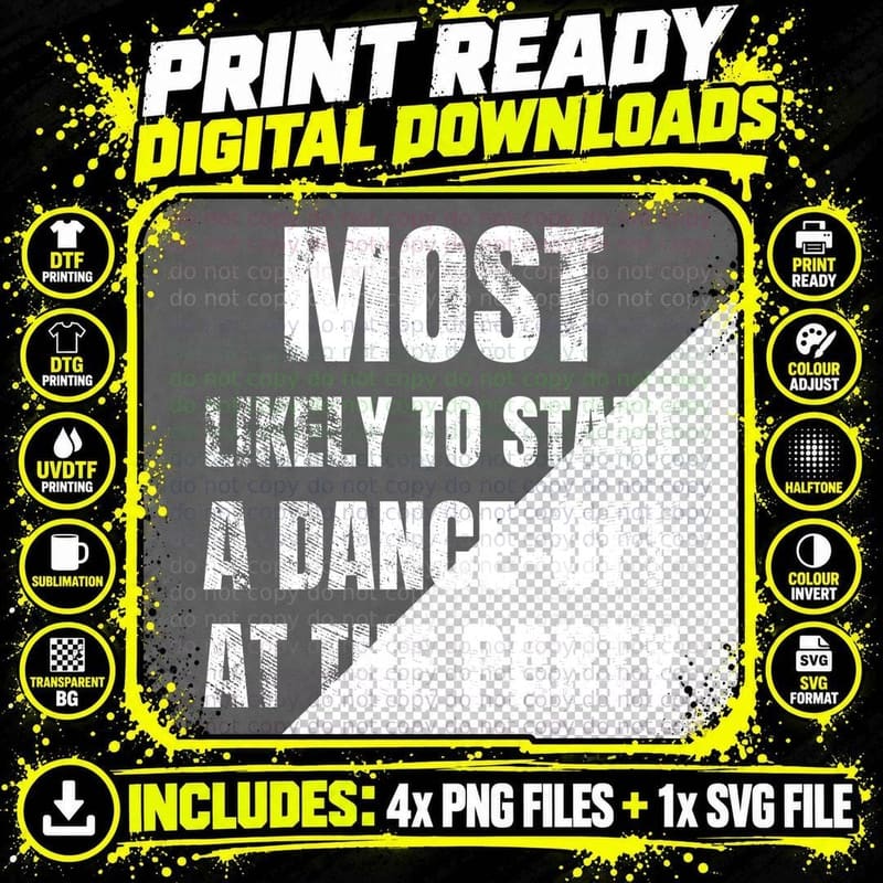 Most Likely To Start a Dance-off at the Party Christmas Png SVG Digital Bundle