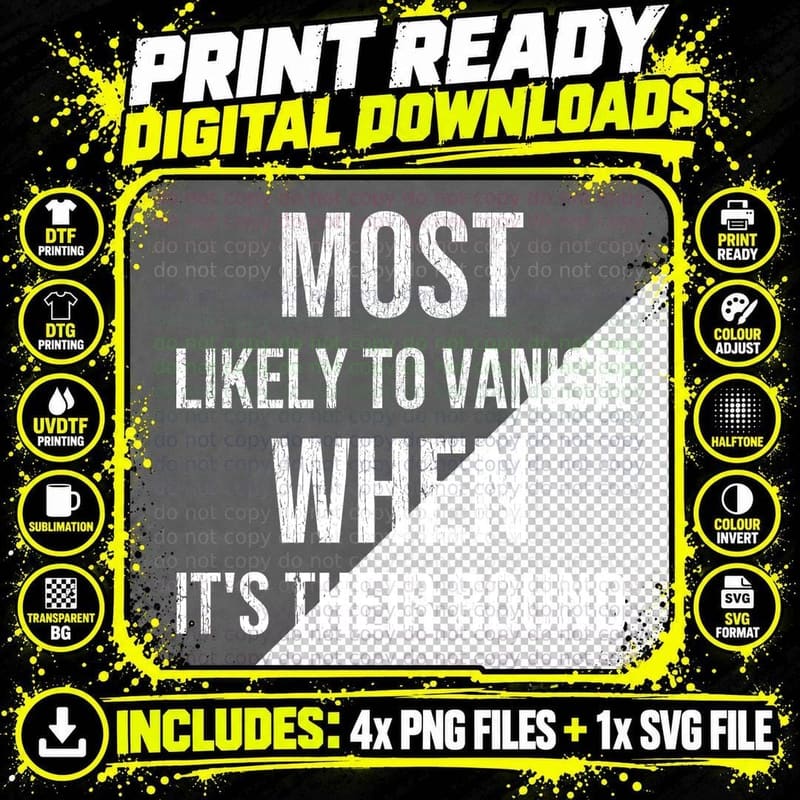 Most Likely To Vanish When It's Their Round Christmas Png SVG Digital Bundle