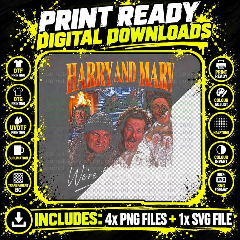 Home Alone Vintage Harry And Marv Wet Bandits Christmas Png SVG Digital Bundle