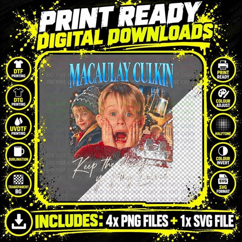 Home Alone Vintage Macaulay Culkin Kevin McCallister Png SVG Digital Bundle