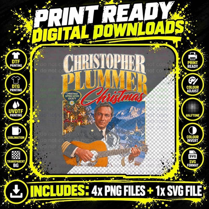 Christopher Plummer Sound of Music Guitar Christmas Png SVG Digital Bundle