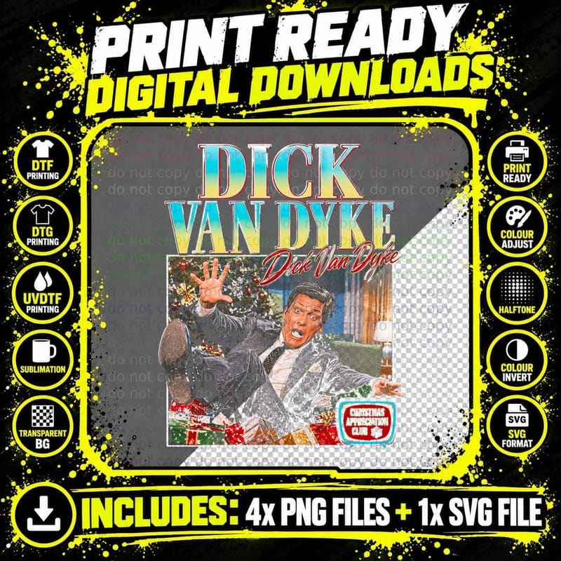 Dick Van Dyke Mary Poppins Actor Comedy Christmas Retro Png SVG Digital Bundle