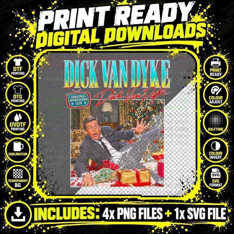 Van Dyke Christmas Appreciation Club 60s Sitcom Comedy Legend Halftone T-Shirt Png SVG Digital Bundle