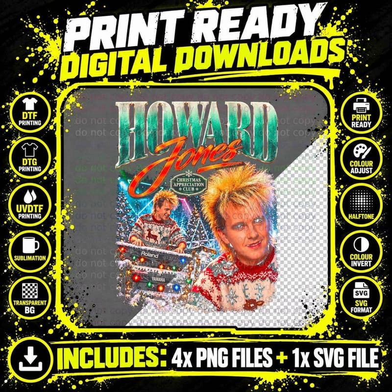 Howard Jones 80s Synth Pop Keyboard Christmas Retro Png SVG Digital Bundle