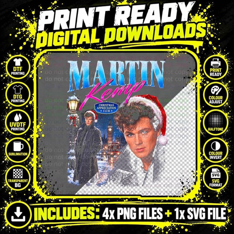 Martin Kemp Spandau Ballet New Romantic Christmas Retro Png SVG Digital Bundle