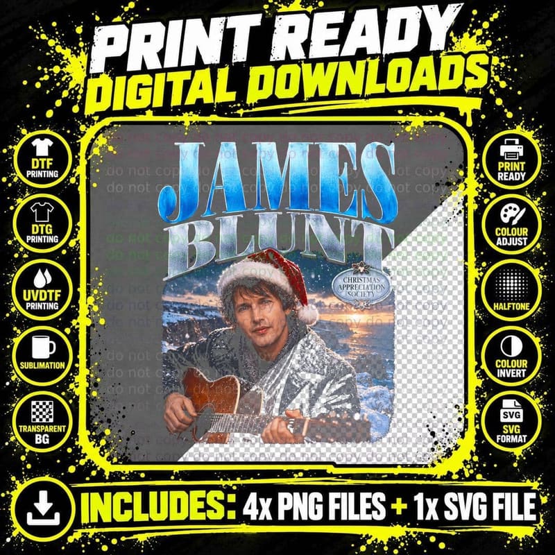 James Blunt Singer Songwriter Guitar Christmas Retro Png SVG Digital Bundle