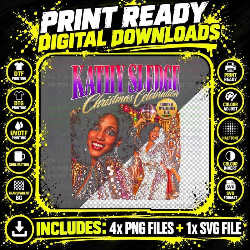 Kathy Sledge Sister Sledge Disco Christmas Retro Png SVG Digital Bundle