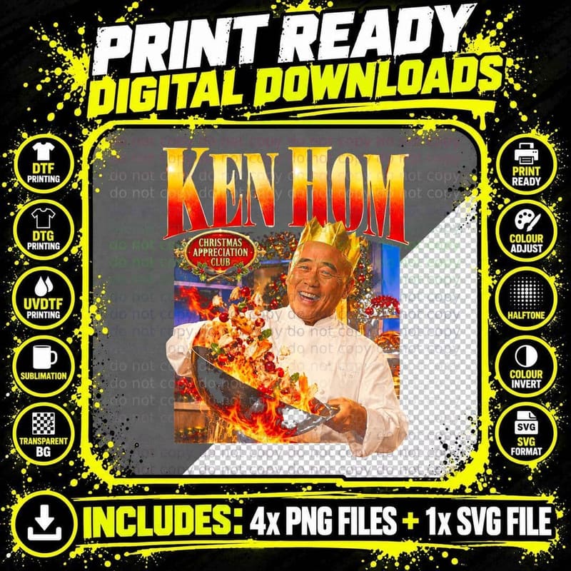 Ken Hom Celebrity Chef Wok Cooking Christmas Retro Png SVG Digital Bundle