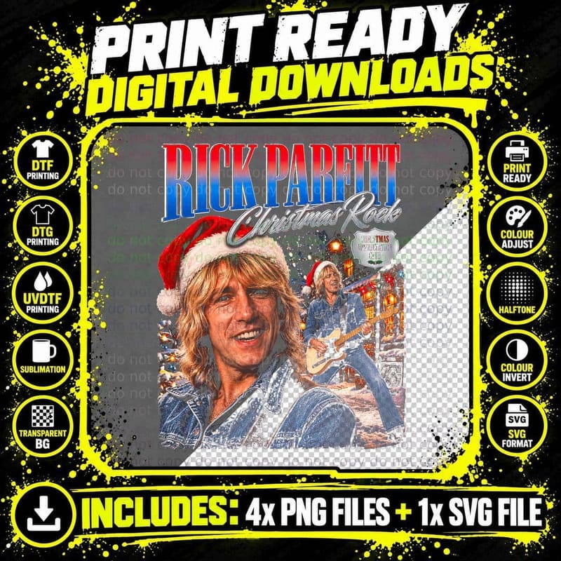 Rick Parfitt Status Quo Rock Guitarist Christmas Retro Png SVG Digital Bundle