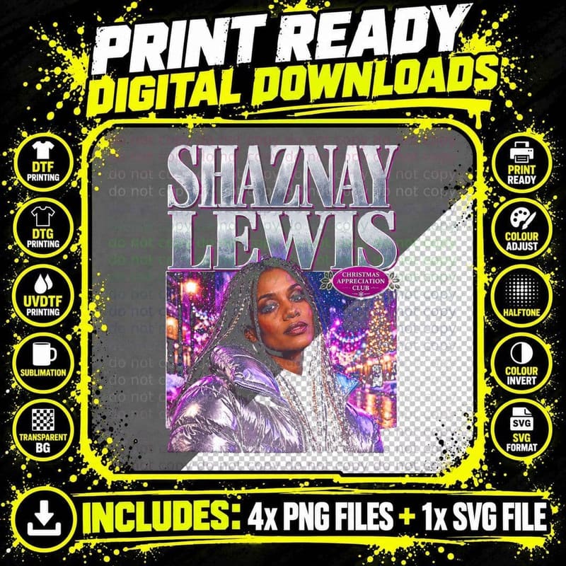 Shaznay Lewis All Saints 90s Pop Christmas Retro Png SVG Digital Bundle