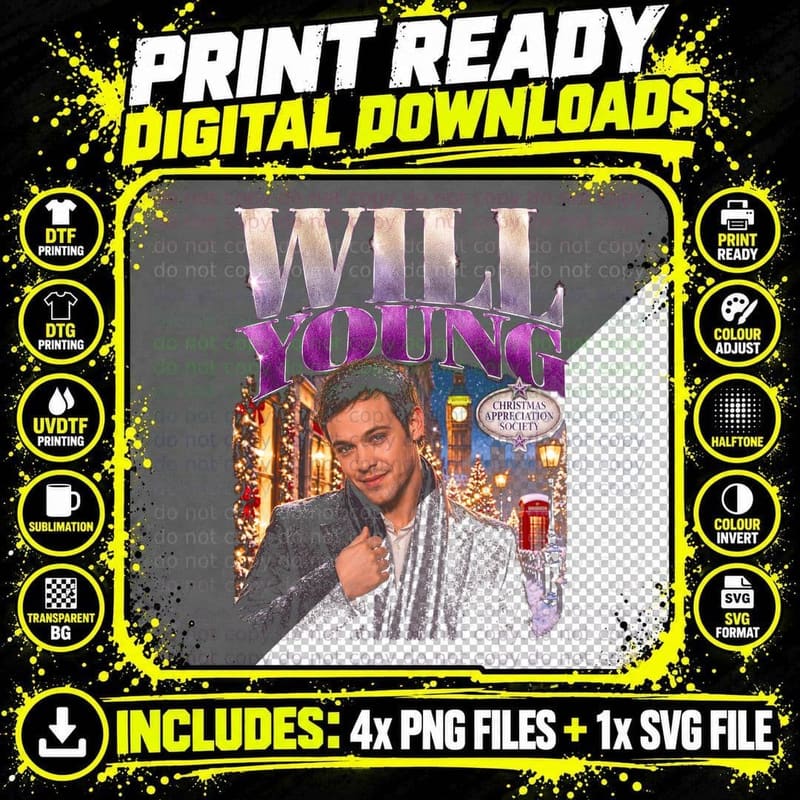 Will Young Pop Idol Winner Singer Christmas Retro Png SVG Digital Bundle